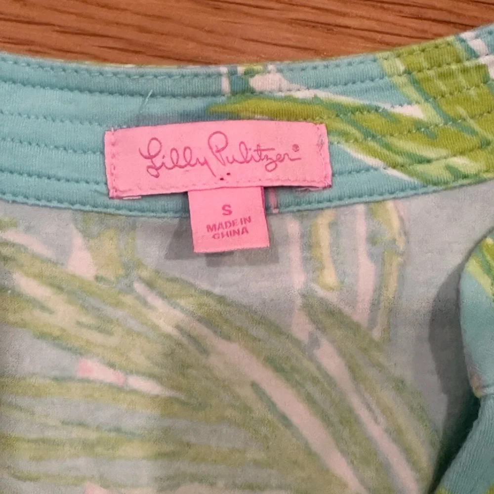Lilly Pulitzer Joy tunic, bamboo print Print V-Neck Top cotton Beach Preppy - Picture 3 of 11